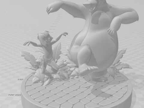 Bonecos 3d style manga anime mogli e balu style caricato 3D Print Model