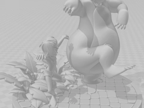 Bonecos 3d style manga anime mogli e balu style caricato 3D Print Model