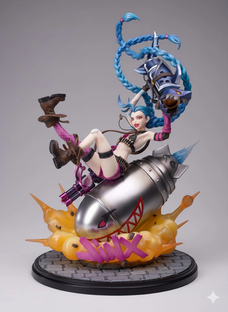 Bonecos 3d style manga anime jinx lol women lolli style caricato 3D Print Model .c4d .max .obj .3ds .fbx .stl .blend 