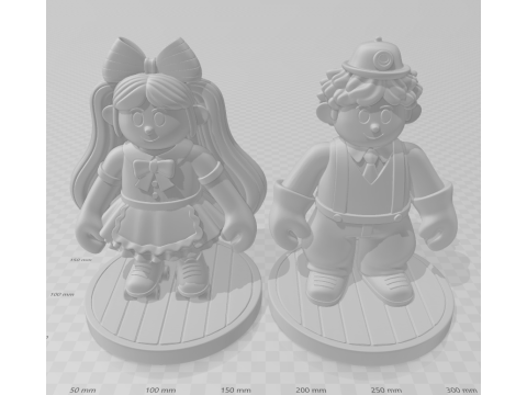 Bonecos 3D-Stil Manga Anime Frauen Hatsune Miku und Teto Lolli Stil Caricato 3D Druckmodell