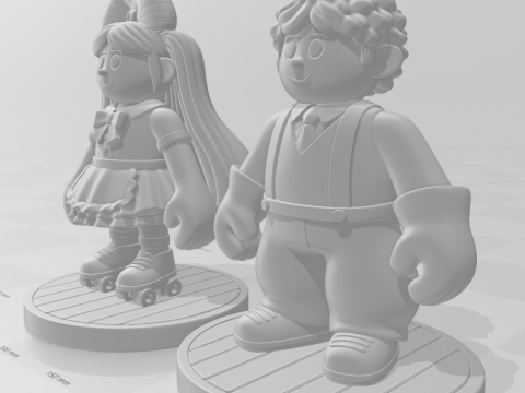 Bonecos 3D-Stil Manga Anime Frauen Hatsune Miku und Teto Lolli Stil Caricato 3D Druckmodell