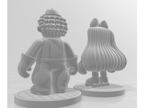 Bonecos 3D-Stil Manga Anime Frauen Hatsune Miku und Teto Lolli Stil Caricato 3D Druckmodell