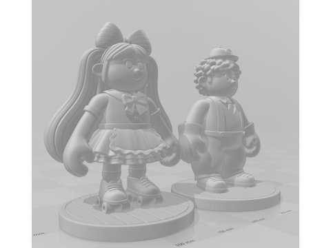 Bonecos 3D-Stil Manga Anime Frauen Hatsune Miku und Teto Lolli Stil Caricato 3D Druckmodell