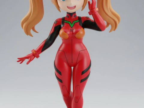 Bonecos 3d style manga anime women asuka lolli style caricato 3D Print Model