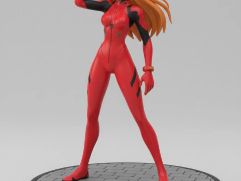 Bonecos 3D styl manga anime kobiety Asuka Lolli styl caricato Model do druku 3D