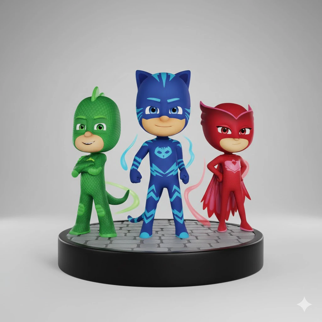 Bonecos 3d style manga anime pj mask style caricato 3D Print Model .c4d .max .obj .3ds .fbx .stl .blend 