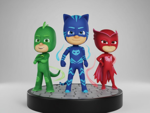 Bonecos 3D 스타일 만화 애니메이션 PJ 마스크 스타일 캐리카토 3D 프린트 모델