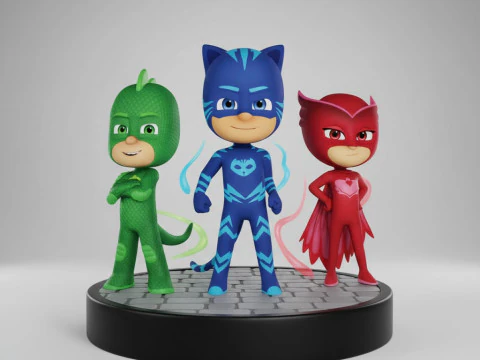 Bonecos 3d style manga anime pj mask style caricato 3D Print Model