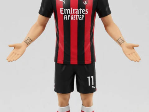 बोनकोस 3डी स्टाइल मंगा एनीमे सॉकर फ़ुटबोल ज़्लाटन इब्राहिमोविक स्टाइल कैरिकैटो 3D प्रिंट मॉडल