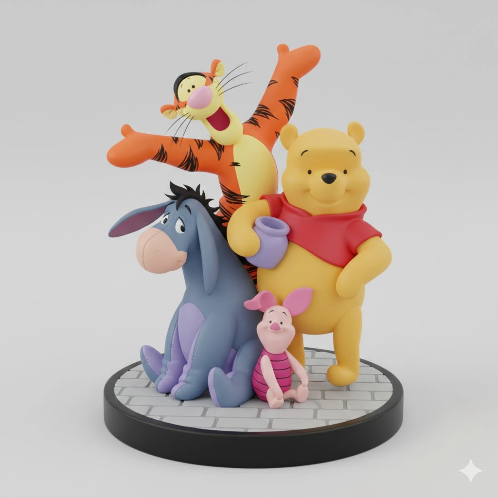 Bonecos 3d style manga anime Winnie the Pooh ursinho puff style caricato 3D Print Model .c4d .max .obj .3ds .fbx .stl .blend