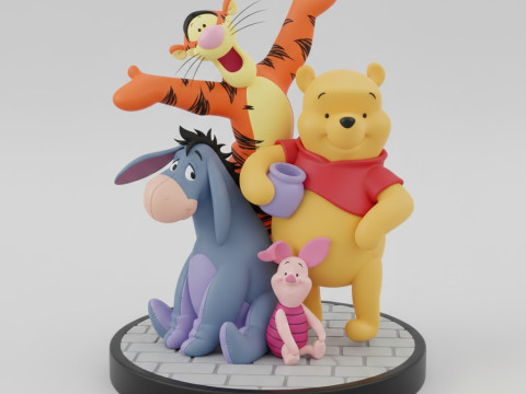 Bonecos 3d style manga anime Winnie the Pooh ursinho puff style caricato 3D Print Model