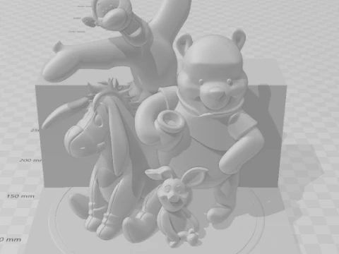 Bonecos 3d style manga anime Winnie the Pooh ursinho puff style caricato 3D Print Model