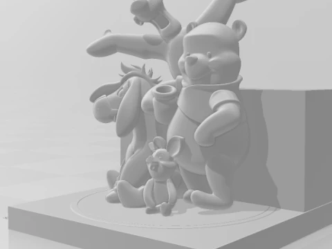 Bonecos 3d style manga anime Winnie the Pooh ursinho puff style caricato 3D Print Model