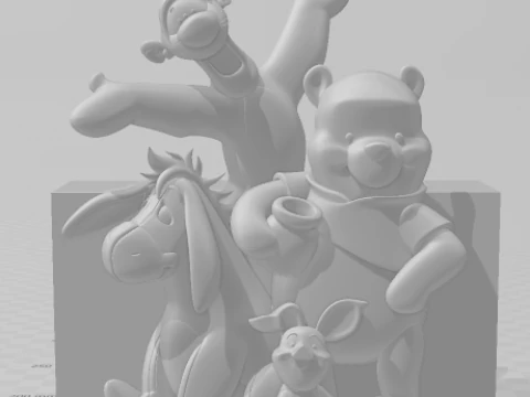 Bonecos 3d style manga anime Winnie the Pooh ursinho puff style caricato 3D Print Model