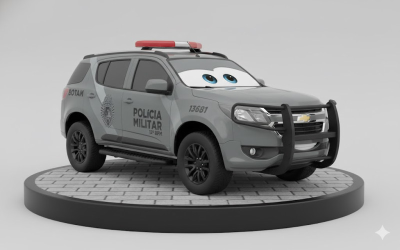 Bonecos 3d style manga anime car police policia militar style caricato 3D Print Model .c4d .max .obj .3ds .fbx .stl .blend
