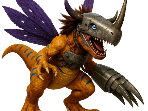 Bonecos 3d style manga anime digimon metalgreymon style caricato 3D Print Model