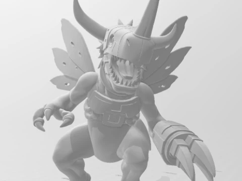 Bonecos 3d style manga anime digimon metalgreymon style caricato 3D Print Model