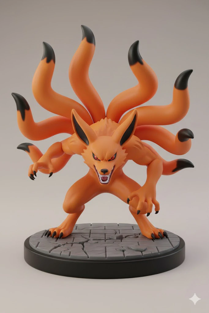 Bonecos 3d style manga anime kurama naruto style caricato 3D Print Model .c4d .max .obj .3ds .fbx .stl .blend 