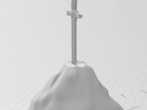 Bonecos 3d style manga anime sword excalibur style caricato 3D Print Model