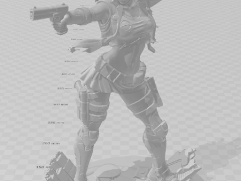 Bonecos 3d style manga anime woman warrior lolli guerreira style caricato 3D Print Model