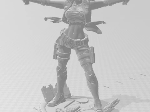 Bonecos 3d style manga anime woman warrior lolli guerreira style caricato 3D Print Model