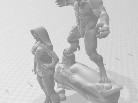 Bonecos 3d style manga anime Little Red Riding Hood and the Big Bad Wolf lobo mau style caricato 3D Print Model