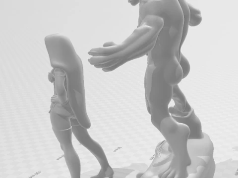 Bonecos 3d style manga anime Little Red Riding Hood and the Big Bad Wolf lobo mau style caricato 3D Print Model