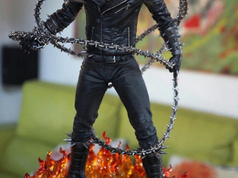 Bonecos 3d style manga anime ghost rider motoqueiro fantasma style caricato 3D Print Model