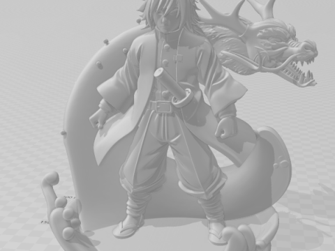 Bonecos 3d style manga anime demon slayer style caricato 3D Print Model