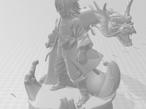Bonecos 3d style manga anime demon slayer style caricato 3D Print Model