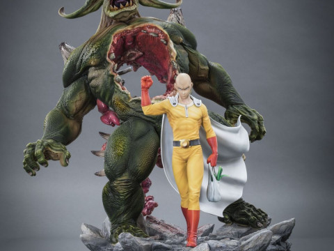 Bonecos 3d style manga anime saitama one punch man style caricato Modello di stampa 3D