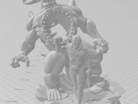 Bonecos 3d style manga anime saitama one puch man style caricato 3D Print Model