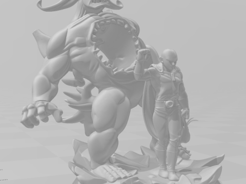 Bonecos 3d style manga anime saitama one puch man style caricato 3D Print Model