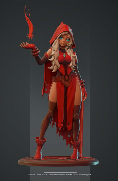 Bonecos estilo 3d manga anime mujeres lolli bruja roja estilo caricato Modelo de impresión 3D .c4d .max .obj .3ds .fbx .stl .blend 