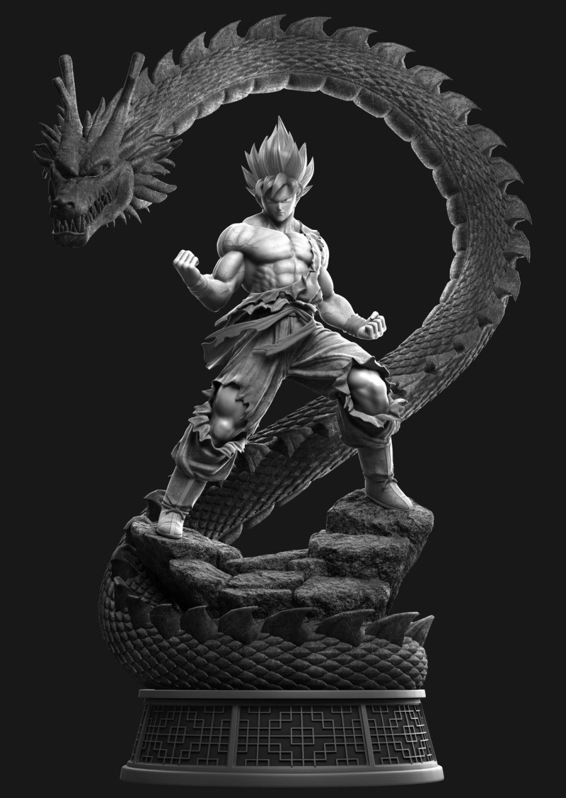 Bonecos 3D-Stil Manga Anime Dragon Ball Stil Caricato 3D Druckmodell .c4d .max .obj .3ds .fbx .stl .blend 