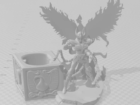 Bonecos 3d style manga anime ikki fenix saint seyia porta caneta pen holder style caricato 3D Print Model
