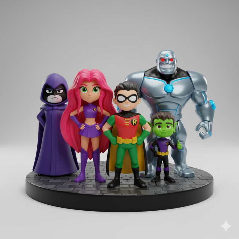 Bonecos 3D-Stil Manga Anime Teen Titans Jugendliche Titanen Stil Caricato 3D Druckmodell .c4d .max .obj .3ds .fbx .stl .blend 