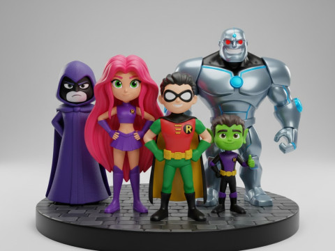Bonecos 3D-Stil Manga Anime Teen Titans Jugendliche Titanen Stil Caricato 3D Druckmodell