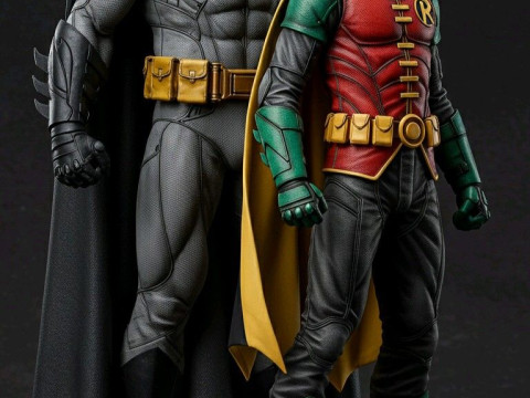 Bonecos 3d стиль манга аниме стиль Бэтмена и Робина карикато 3D Принт Модель