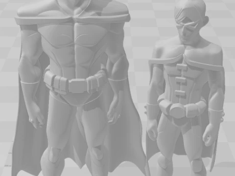 Bonecos 3d style manga anime batman e robin style caricato 3D Print Model