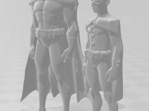 Bonecos 3d style manga anime batman e robin style caricato 3D Print Model