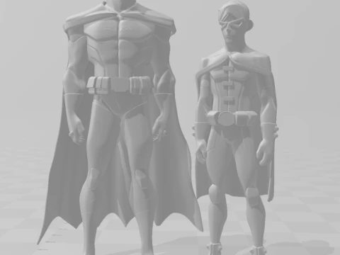 Bonecos 3d style manga anime batman e robin style caricato 3D Print Model