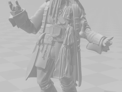 Bonecos 3d style manga anime jack sparrow pirate caribian style caricato 3D Print Model