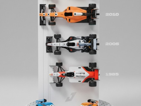 बोनकोस 3डी स्टाइल मंगा एनीमे कार रेस एफ1 मैकलेरन स्टाइल कैरिकैटो 3D प्रिंट मॉडल