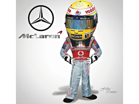 Bonecos 3D-stijl manga anime autorace f1-coureur Lewis Hamilton-stijl caricato 3D printmodel
