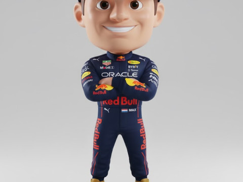 Bonecos 3D-stijl manga anime autorace f1 driver stijl caricato 3D printmodel