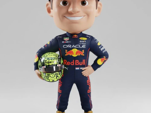 Bonecos 3d style manga anime car race f1 driver style caricato 3D Print Model