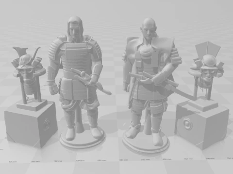 Bonecos 3d style manga anime last samurai tom cruise style caricato 3D Print Model