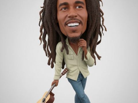 Bonecos estilo 3d mangá anime música estilo bob marley caricato Modelo de Impressão 3D