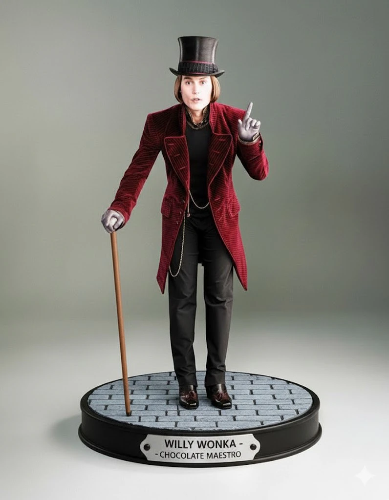 Bonecos 3d style manga anime wonka fantastic chocolat factory style caricato 3D Print Model .c4d .max .obj .3ds .fbx .stl .blend 